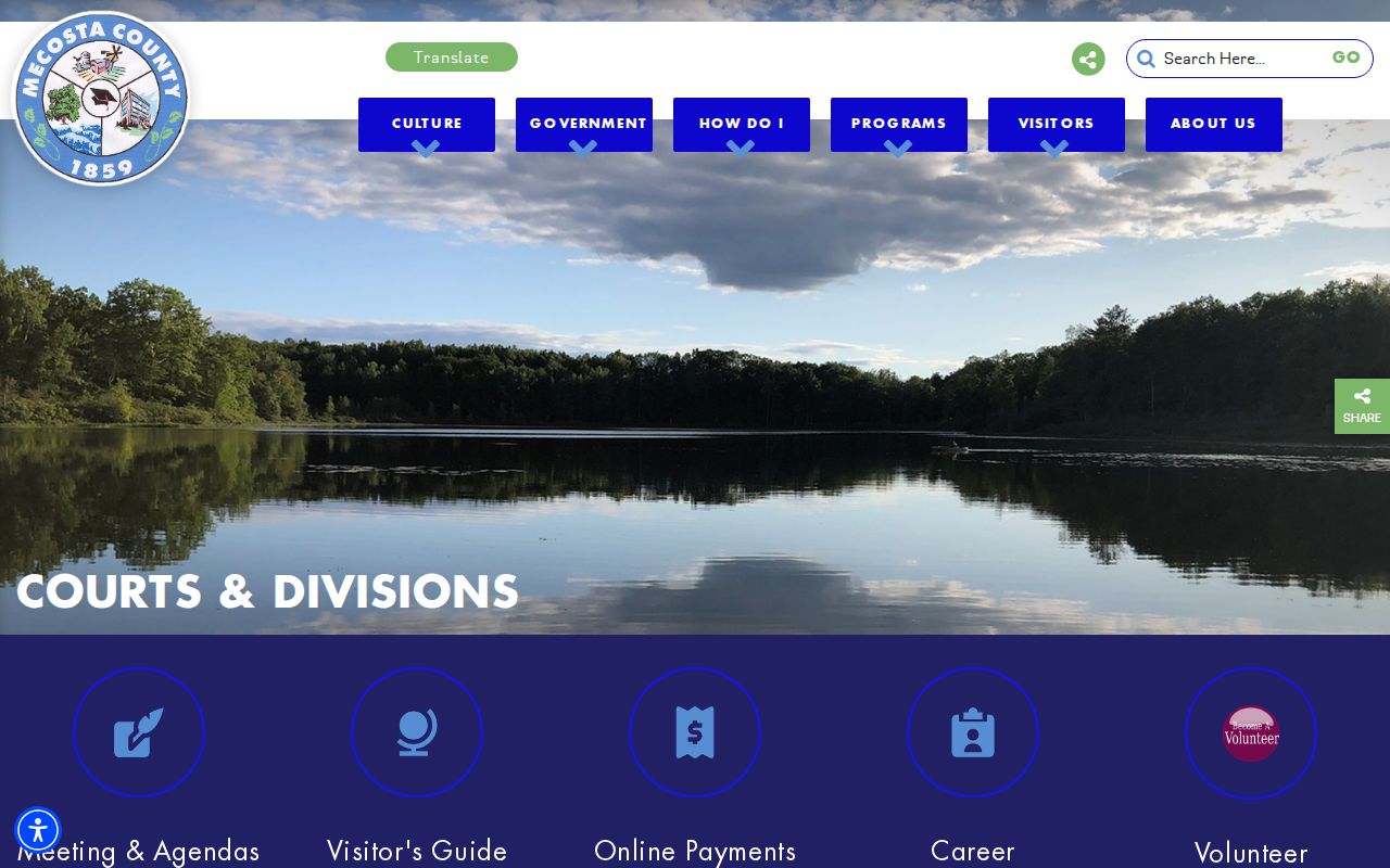 Mecosta County court division directory listing the courts that issue Mecosta County warrants