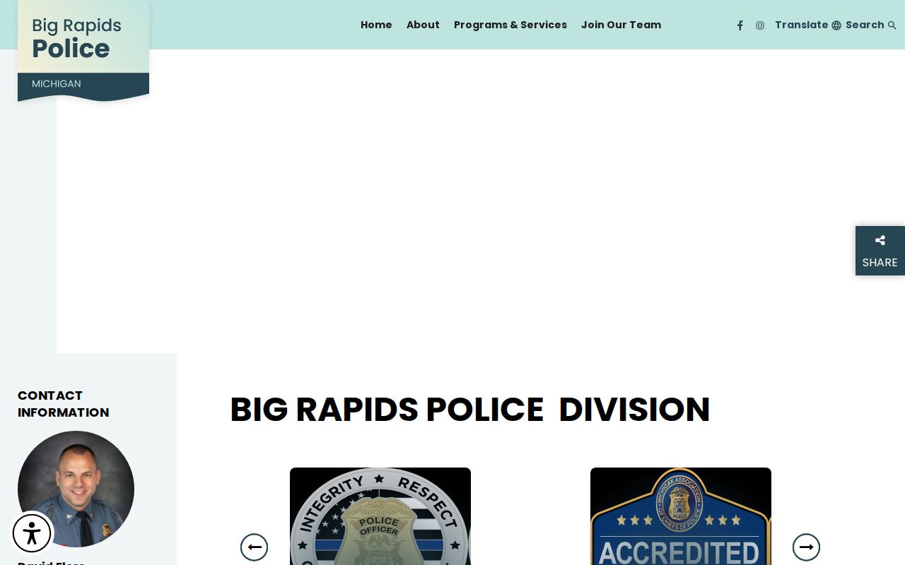 Big Rapids warrant records: Big Rapids police division contact and service page